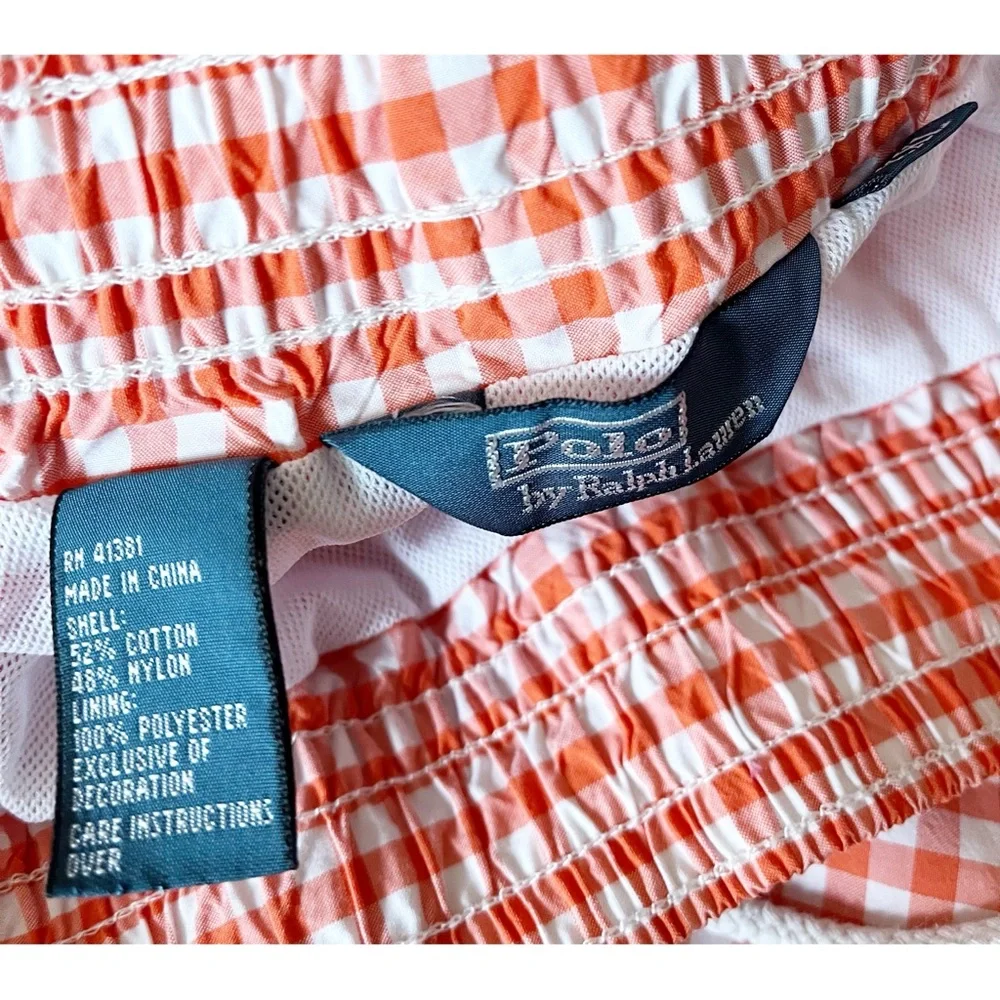 Polo RL orange gingham swim trunks sz XXL
